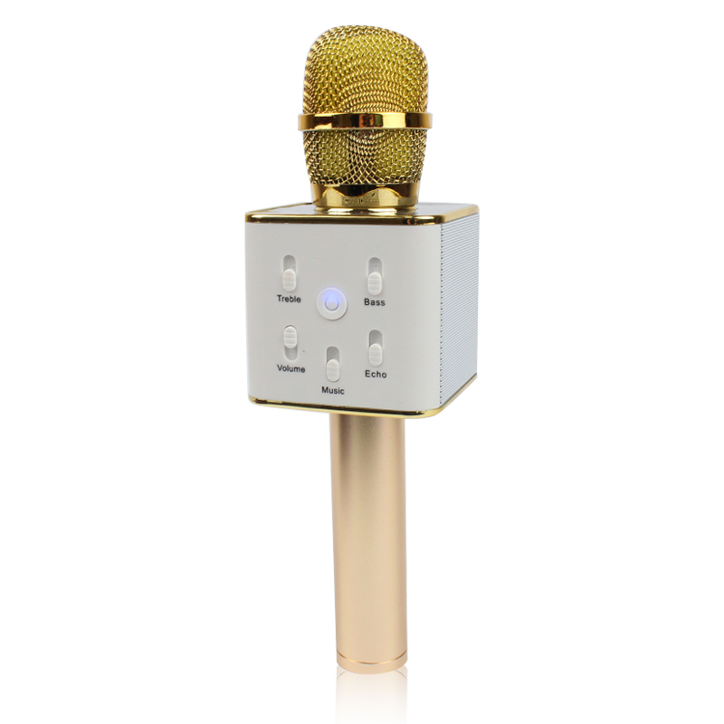 

Беспроводной микрофон караоке bluetooth золотой Q7 MS R130336