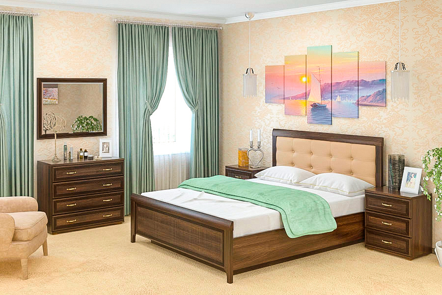 

Спальня комплект Лером Карина из МДФ 180*200 см Акация Молдау (ler-1053)