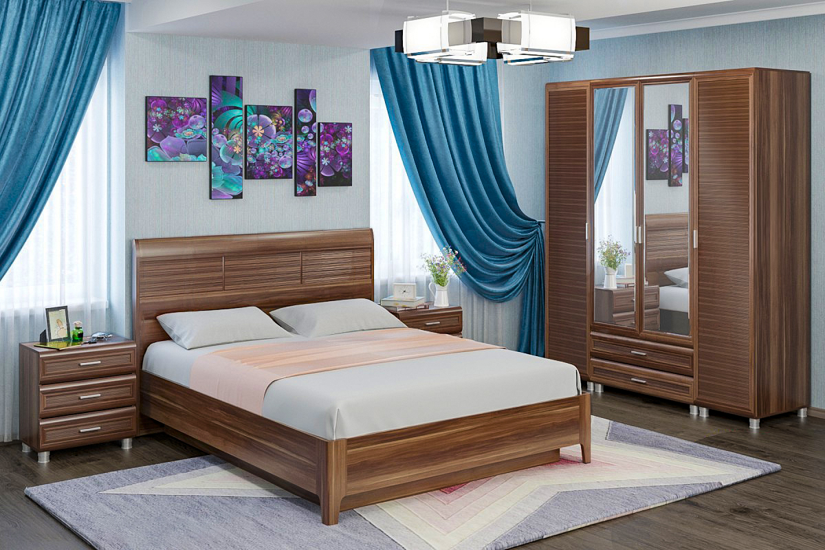 

Спальня комплект Лером Мелисса из МДФ 160*200 см Слива Валлис (ler-1371)