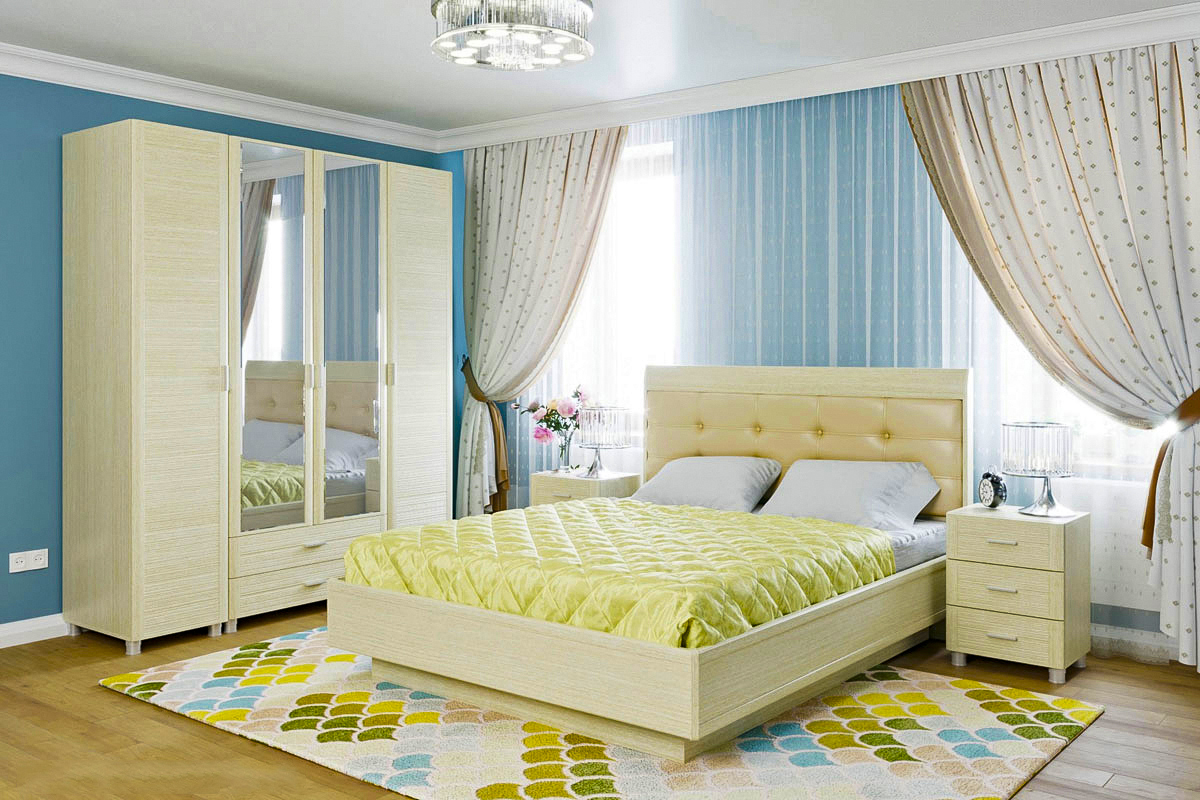 

Спальня комплект Лером Камелия из МДФ 160*200 см Дуб Беленый (ler-1100)