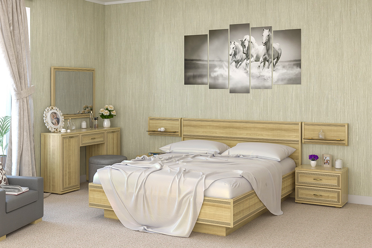 

Спальня комплект Лером Карина из МДФ 180*200 см Ясень Асахи (ler-1090)