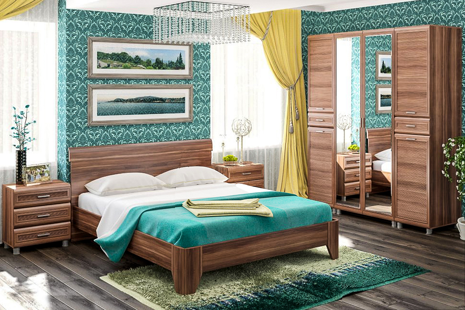 

Спальня комплект Лером Мелисса из МДФ 160*200 см Слива Валлис (ler-1401)