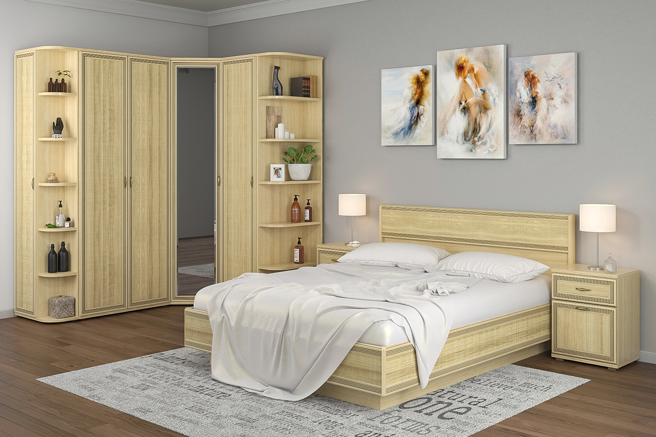 

Спальня комплект Лером Карина из МДФ 180*200 см Ясень Асахи (ler-1082)