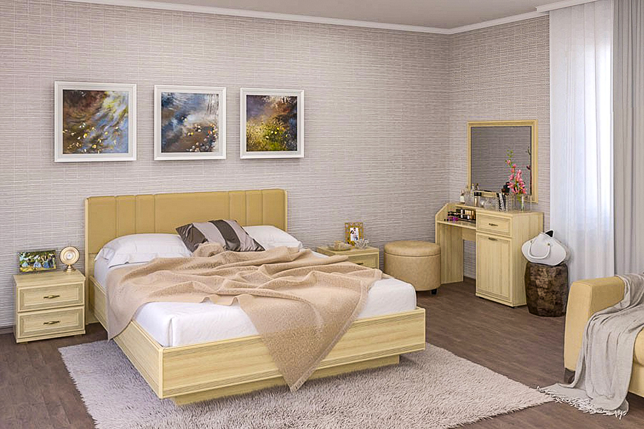 

Спальня комплект Лером Карина из МДФ 160*200 см Ясень Асахи (ler-1073)