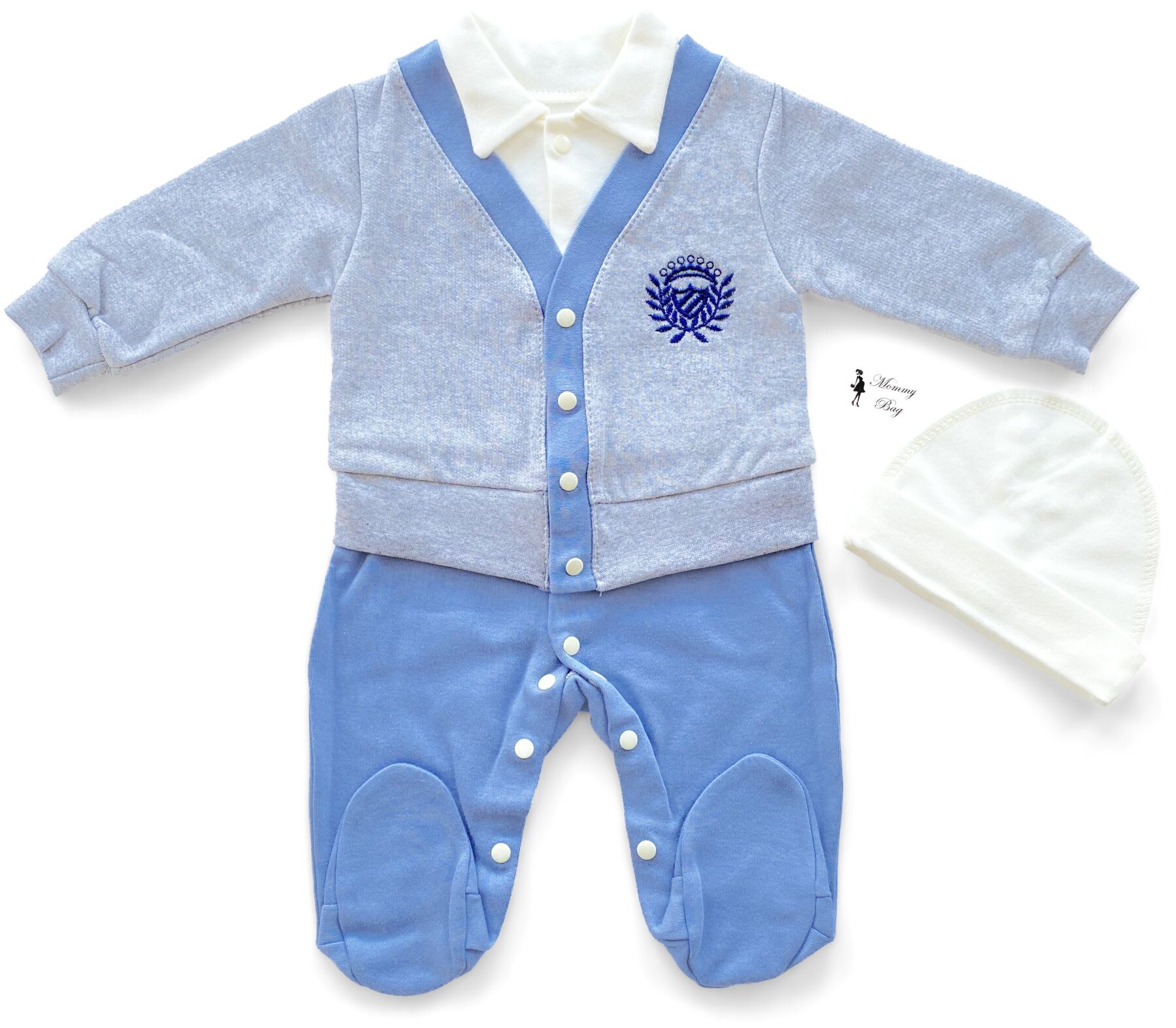 

Человечек RoyalBaby Колледж (голубой), р.62 - 0-6 мес.