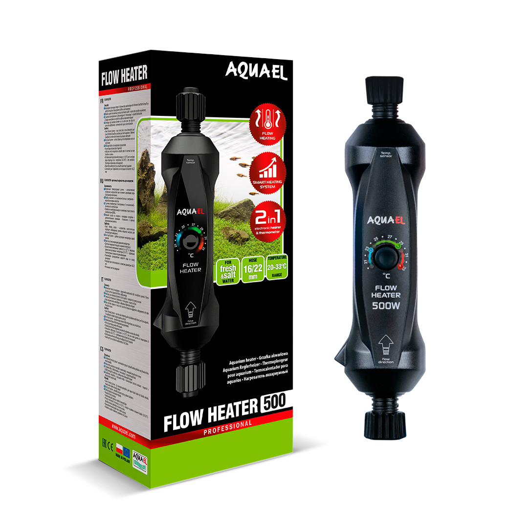 

Обогреватель проточный Aquael Flow Heater 500Вт с системой регулировки One Touch для аквариумов 300-1000 л.