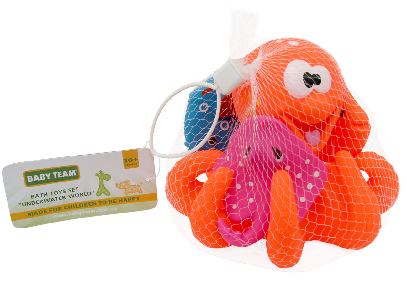 

Набор игрушек для ванной Подводный мир (оранжевый цвет), Baby team, оранж (12-41245)