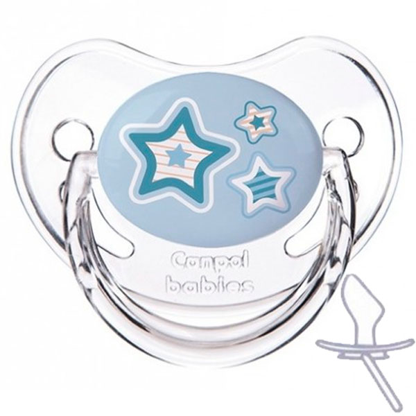 

Пустышка силиконовая анатомическая Newborn baby, 6-18 м, синие звезды, Canpol babies (12-71514)