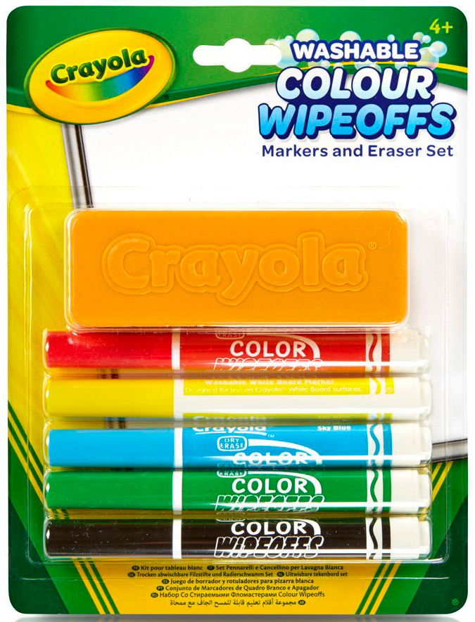 

Фломастеры для письма на доске с губкой (5 шт), Crayola (12-35599)
