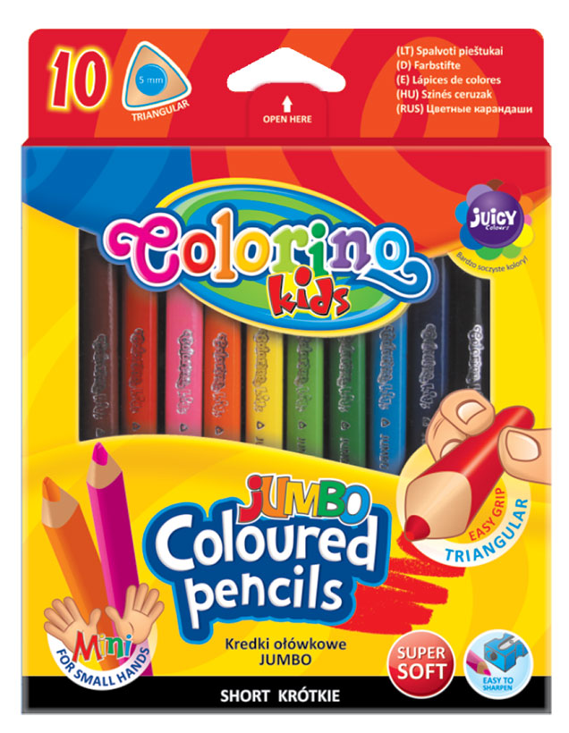 

Карандаши цветные трехгранные, 10 цветов, Colorino (12-71108)