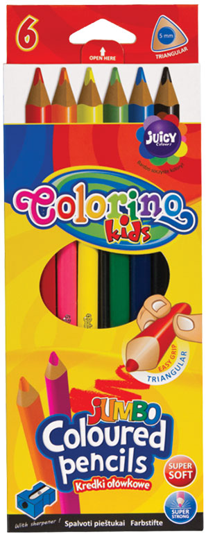 

Карандаши цветные треугольные Jumbo (6 цветов), Colorino (12-71085)