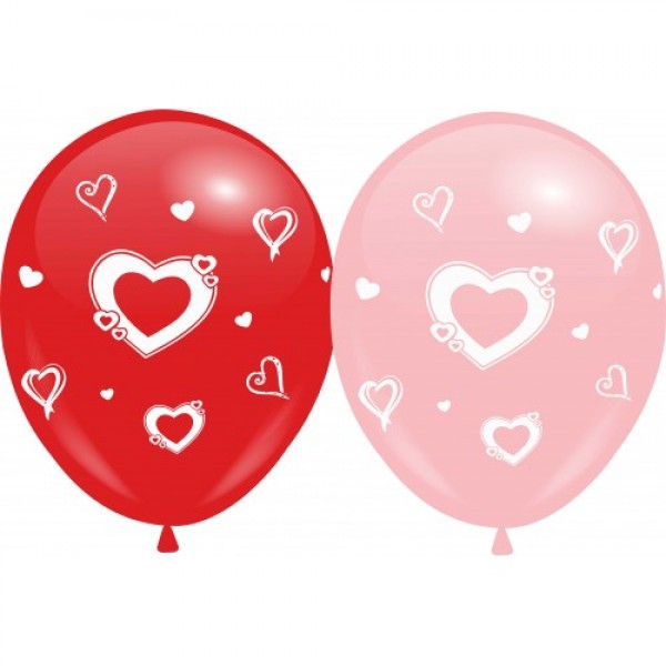 

Воздушные шары Сердца 4 стороны c рисунком 12"/30 см ассорти DREAM BALLOONS (Таиланд) 100 шт