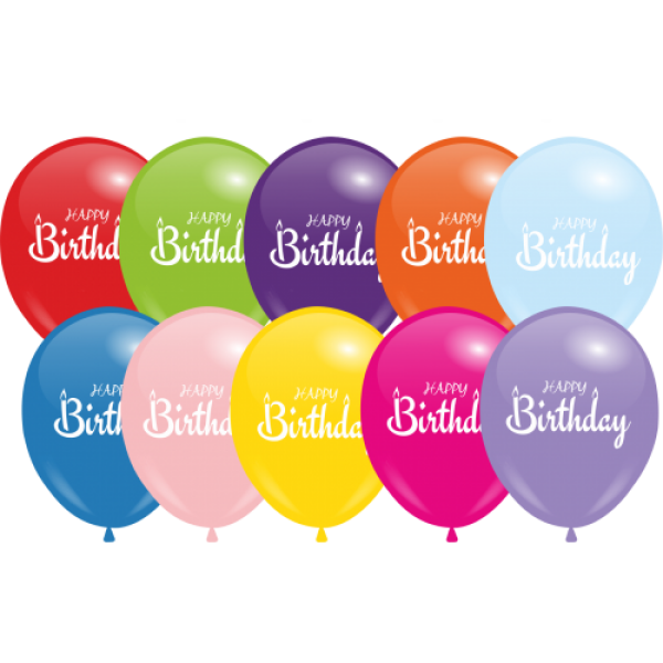 

Воздушные шары Happy Birthday c рисунком 12"/30 см ассорти DREAM BALLOONS (Таиланд) 100 шт