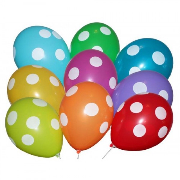 

Воздушные шары Горох белый с рисунком 12"/30 см ассорти DREAM BALLOONS (Таиланд) 50 шт