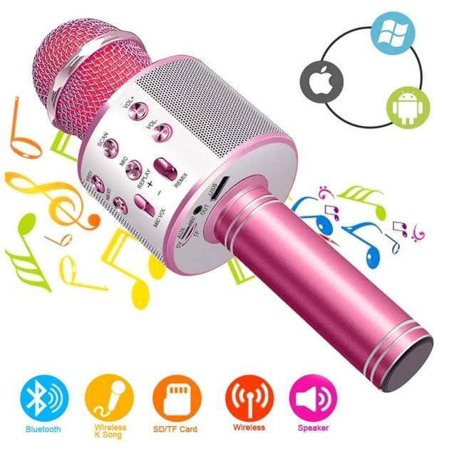 

Беспроводной караоке микрофон Wester WS-858 Ручной 2в1 Bluetooth колонка Pink