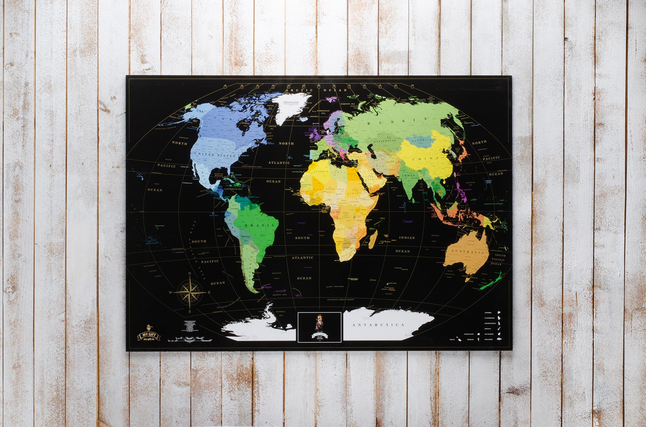

Скретч карта My Map Black Edition в металлической раме