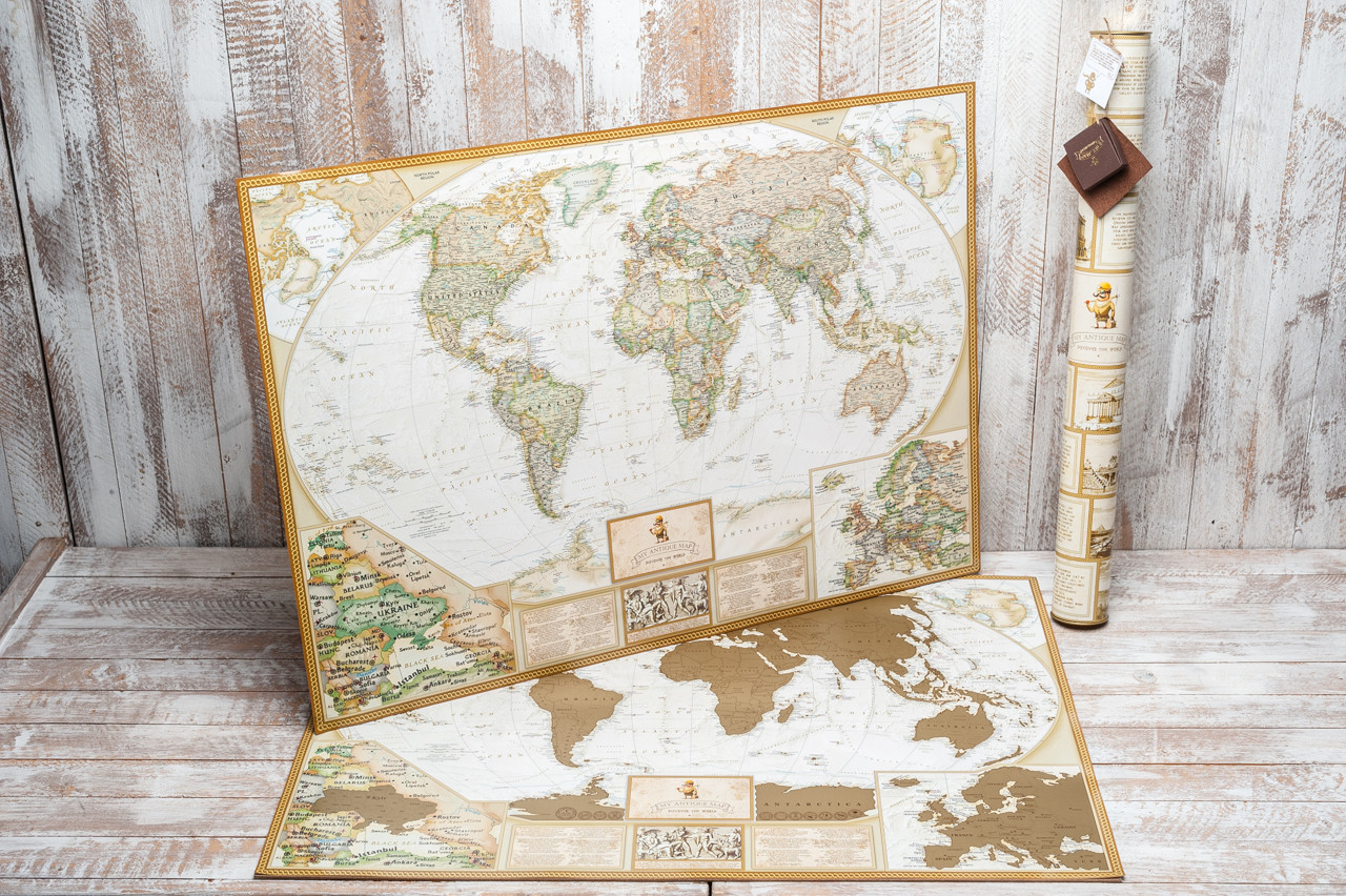 

Античная скретч карта мира My Map на английском языке