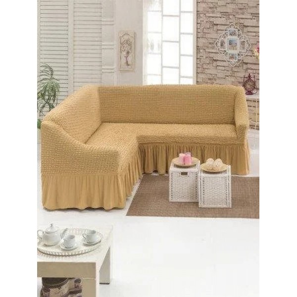 

Чехол на угловой диван с юбкой Бежевый Home Collection Evibu Турция 50038