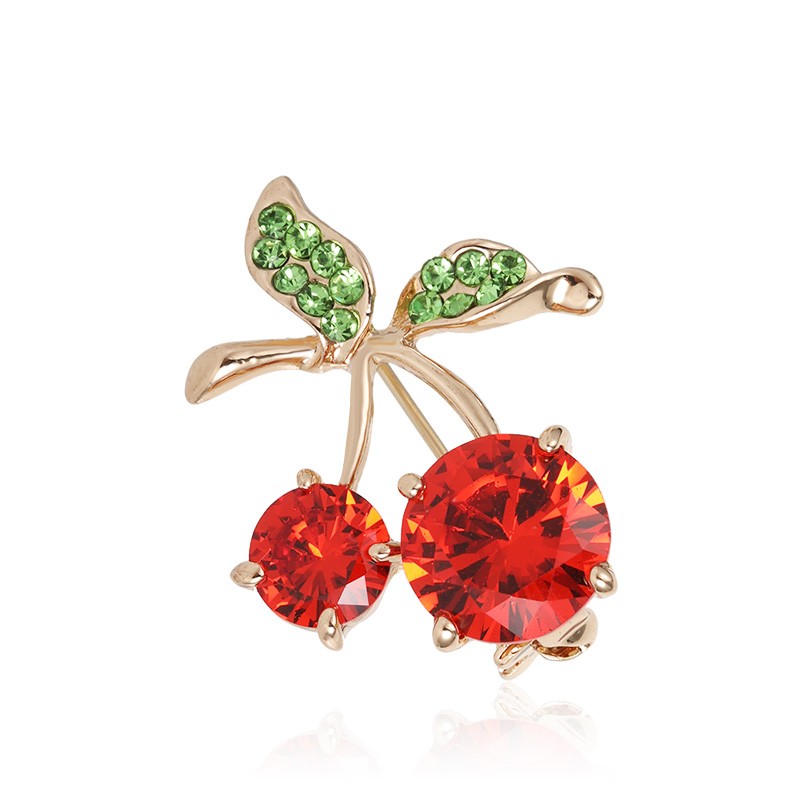 

Брошь женская BROCHE бижутерия с кристаллами Фрукты Вишенки красная BRSF110839