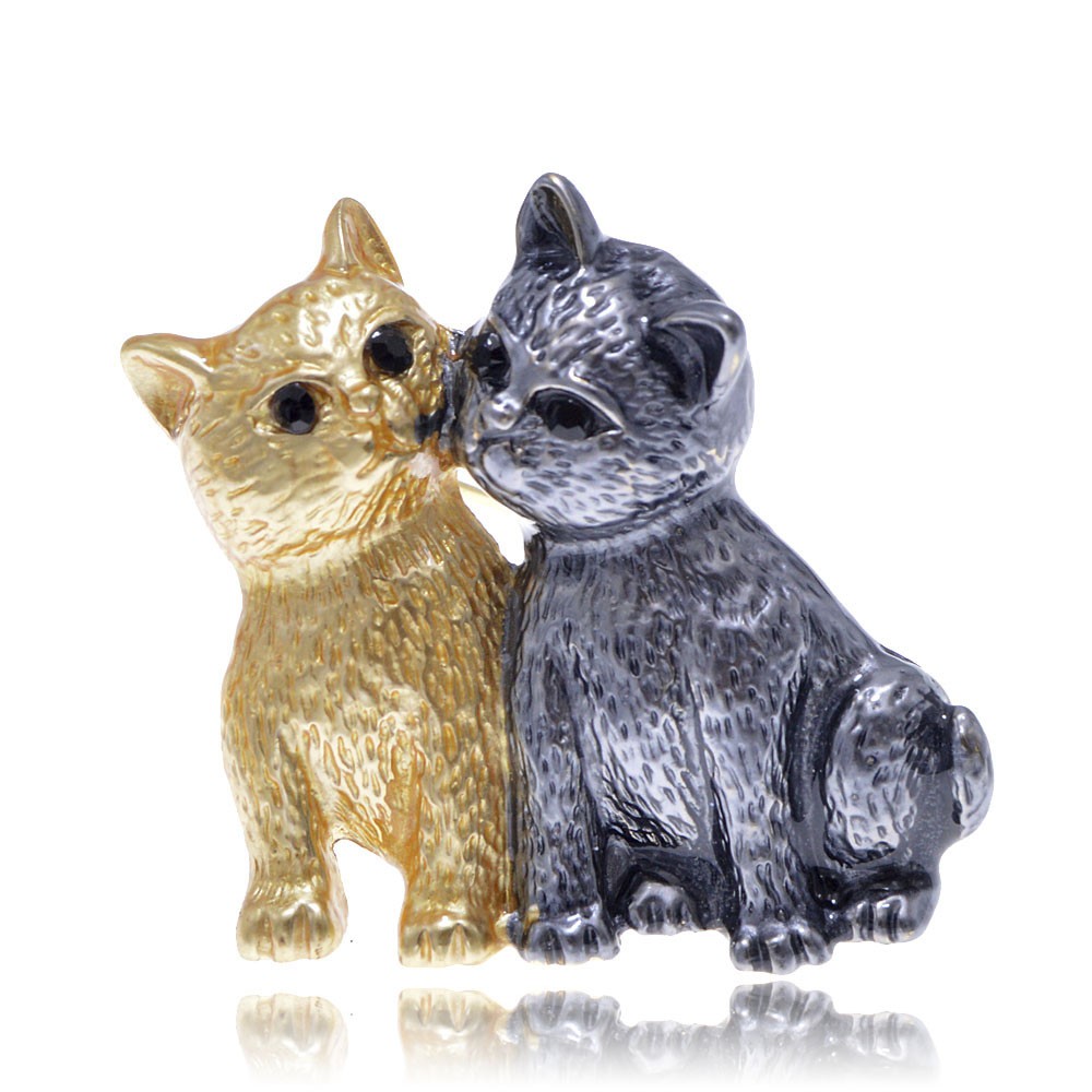 

Брошь женская BROCHE бижутерия Животные Влюблённые Котики BRSF111137