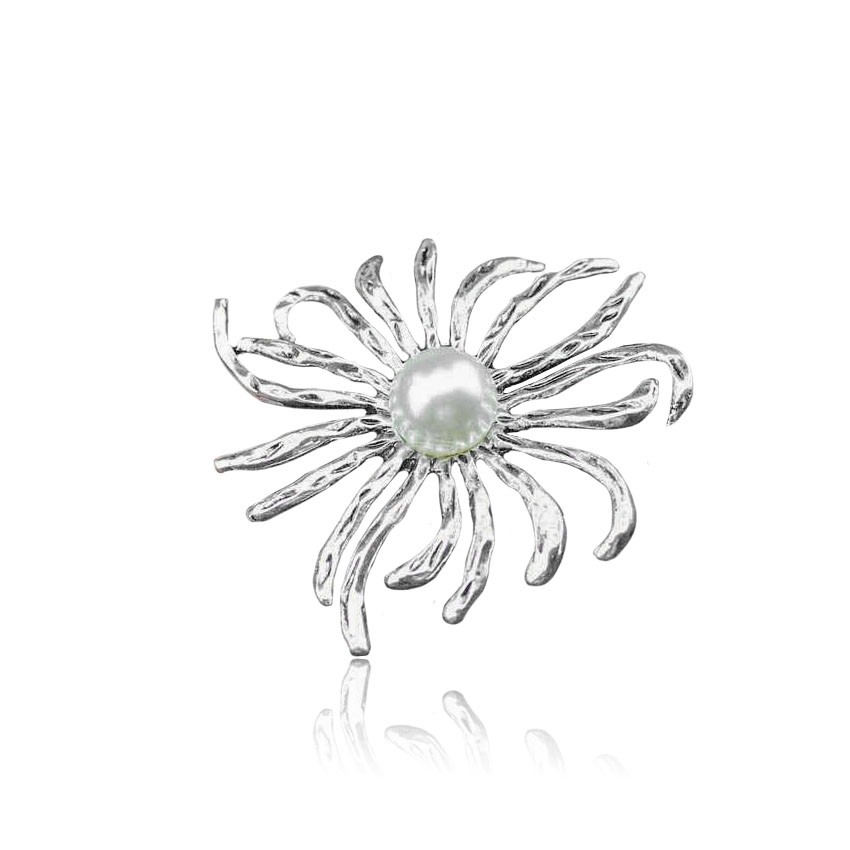 

Брошь унисекс BROCHE бижутерия Цветок с белой бусиной BRBF111492