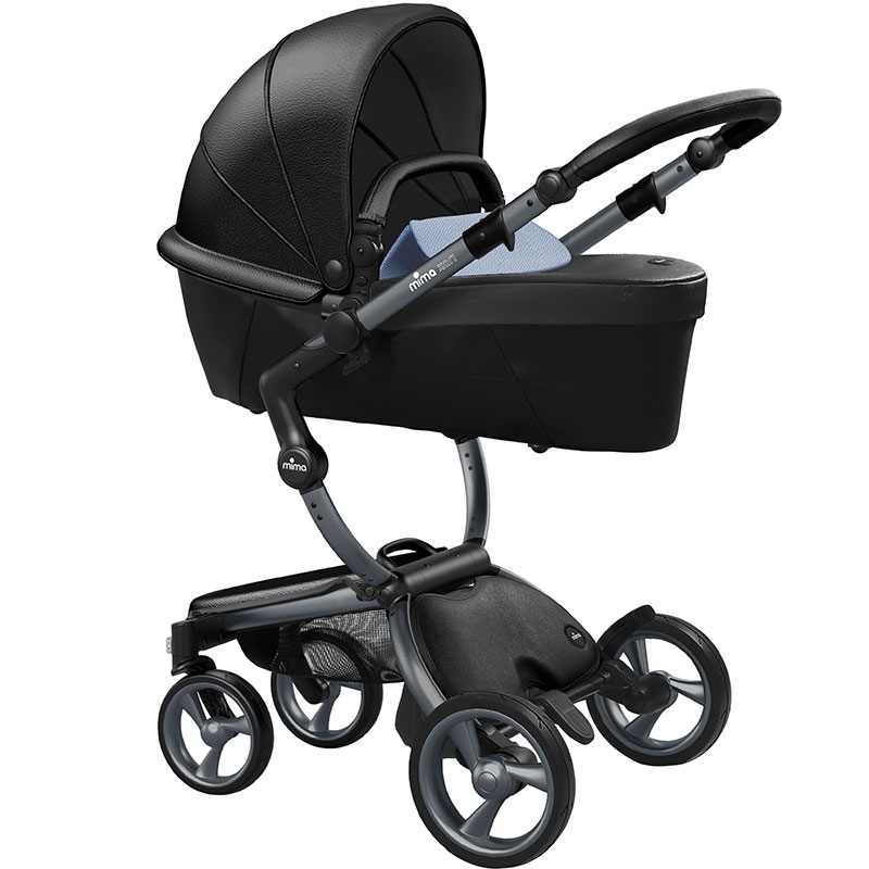 

Коляска Mima Xari black шаcси graphite grey strarter pack pixel blue