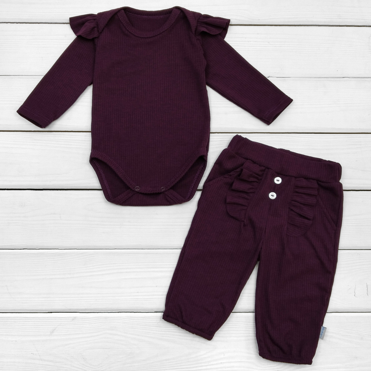 

Комплект для девочки рубчик вискоза сливовый 80 см