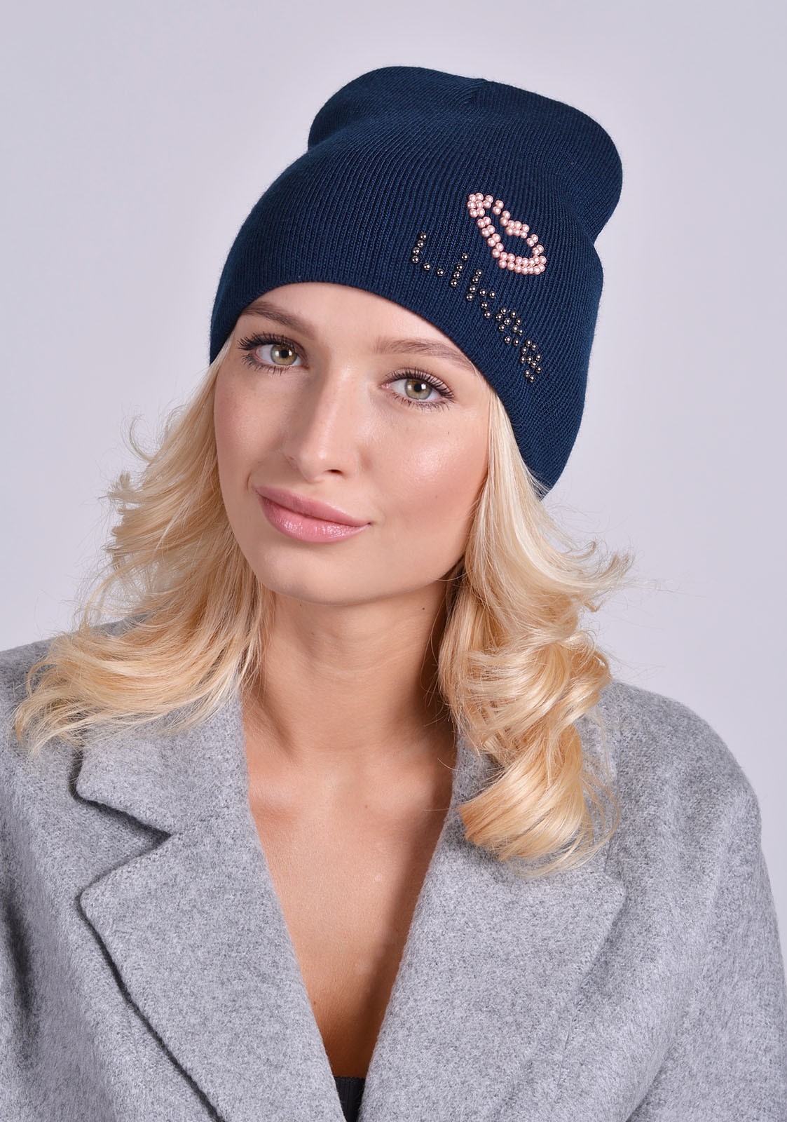 

Вязаная шапка Retto 55-60 р. Likee синий