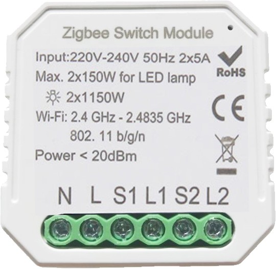 

Розумний вимикач Tervix Pro Line ZigBee Switch (2 клавіші)