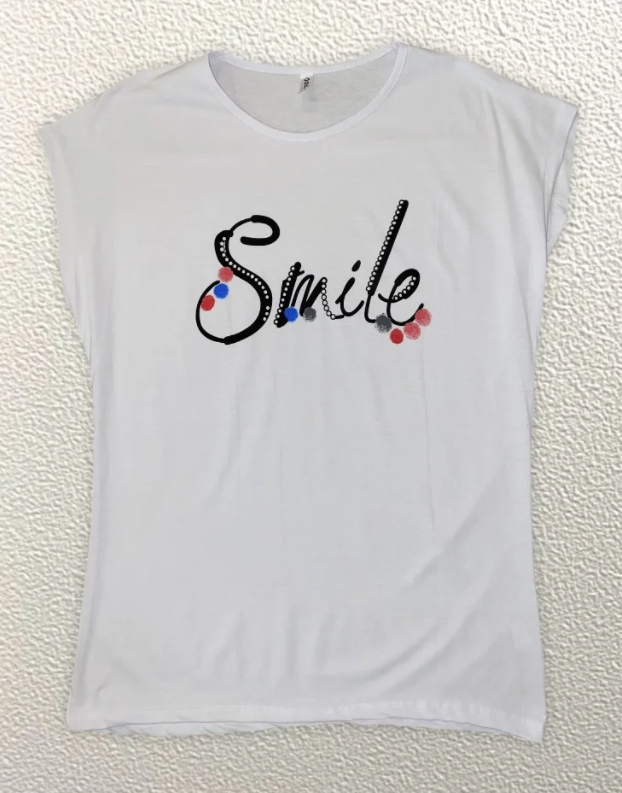 

Жіноча Футболка HAZARD Smile кольорові точки біла Батал 211540 (3XL (54))