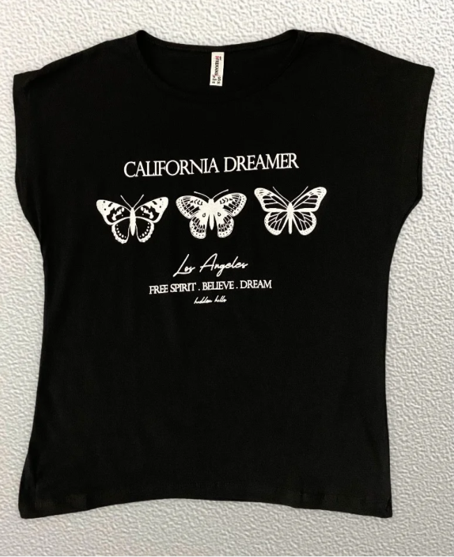 

Жіноча Футболка HAZARD Метелики California dreamer чорна 211725 (M (46))