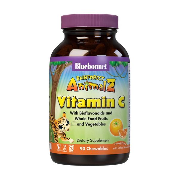 

Детский витамин С Bluebonnet Nutrition Vitamin C with bioflavonoids for kids 90 жевательных таблеток таблеток Апельсин