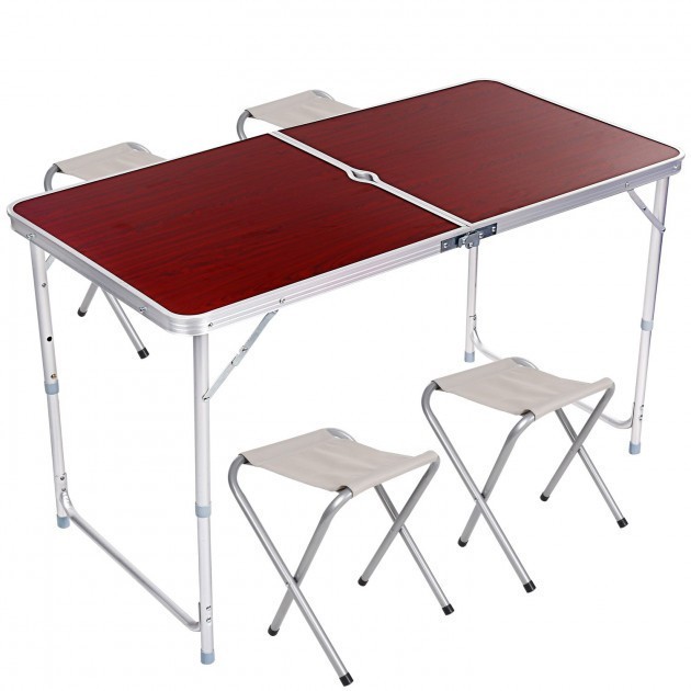 

Стол для пикника раскладной Folding Table с стульями Стол туристический коричневый