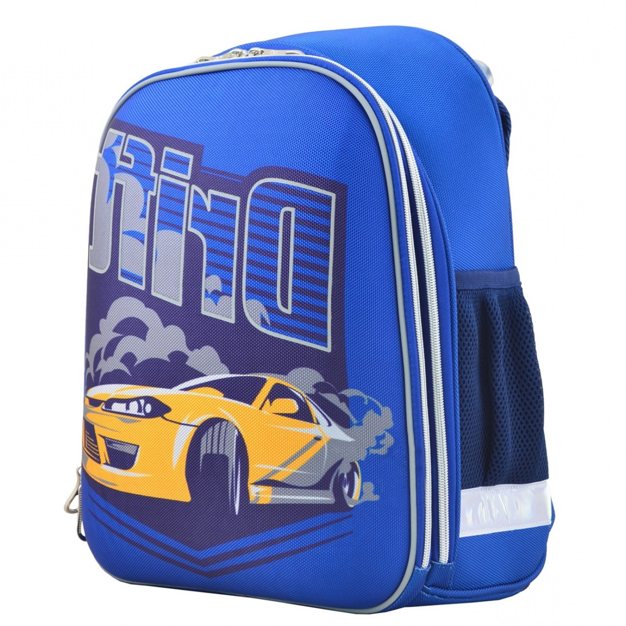 

Рюкзак школьный каркасный для мальчика 1 Вересня H-12-2 "Drift" 38х29х15 см Синий с принтом гоночной машины