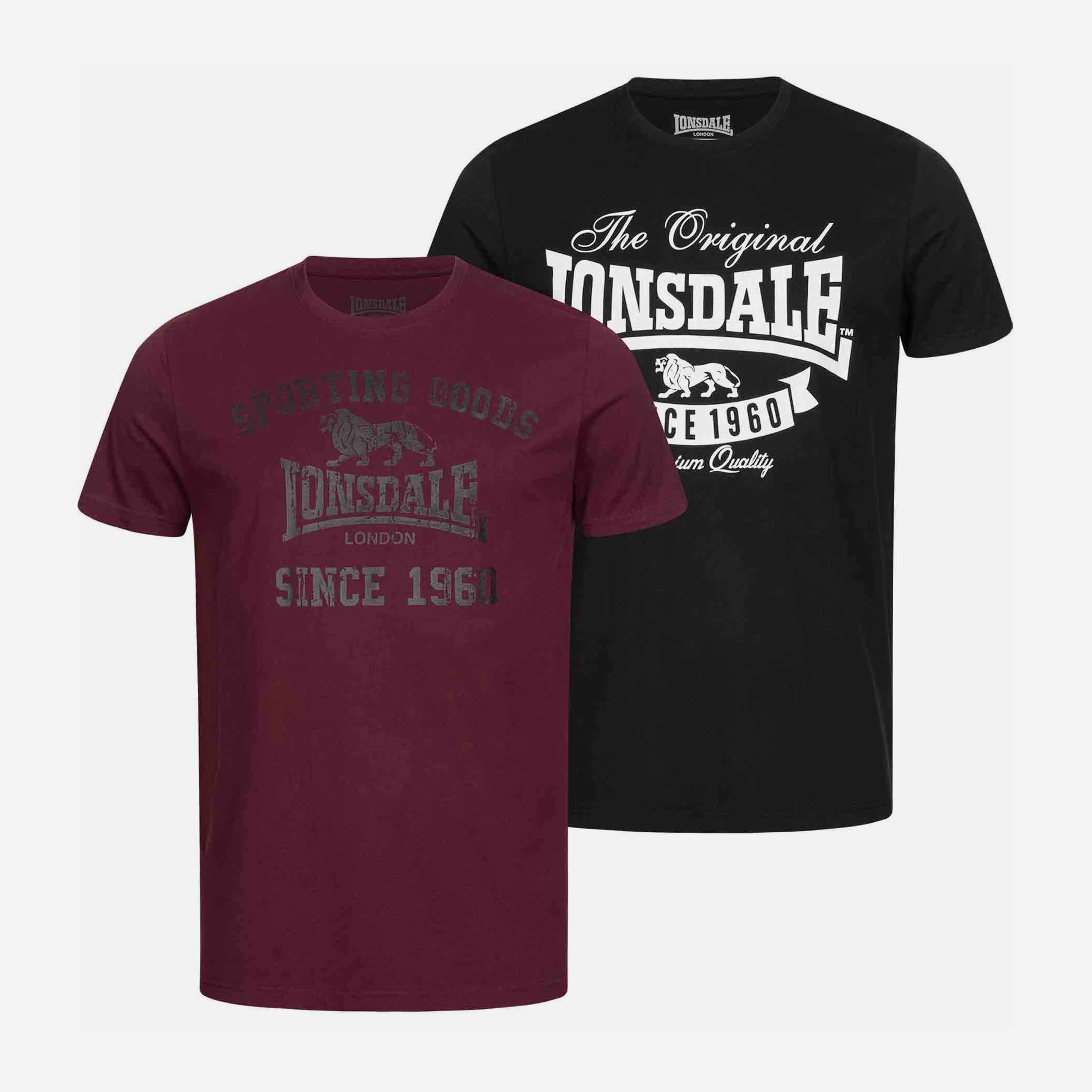 

Футболка Lonsdale 115086-1537 XXL 2 шт Black Oxblood