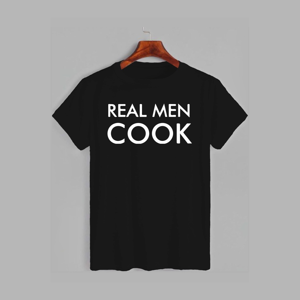 Акція на Футболка Likey Real men cook M150-0510 3XL Чорна від Rozetka