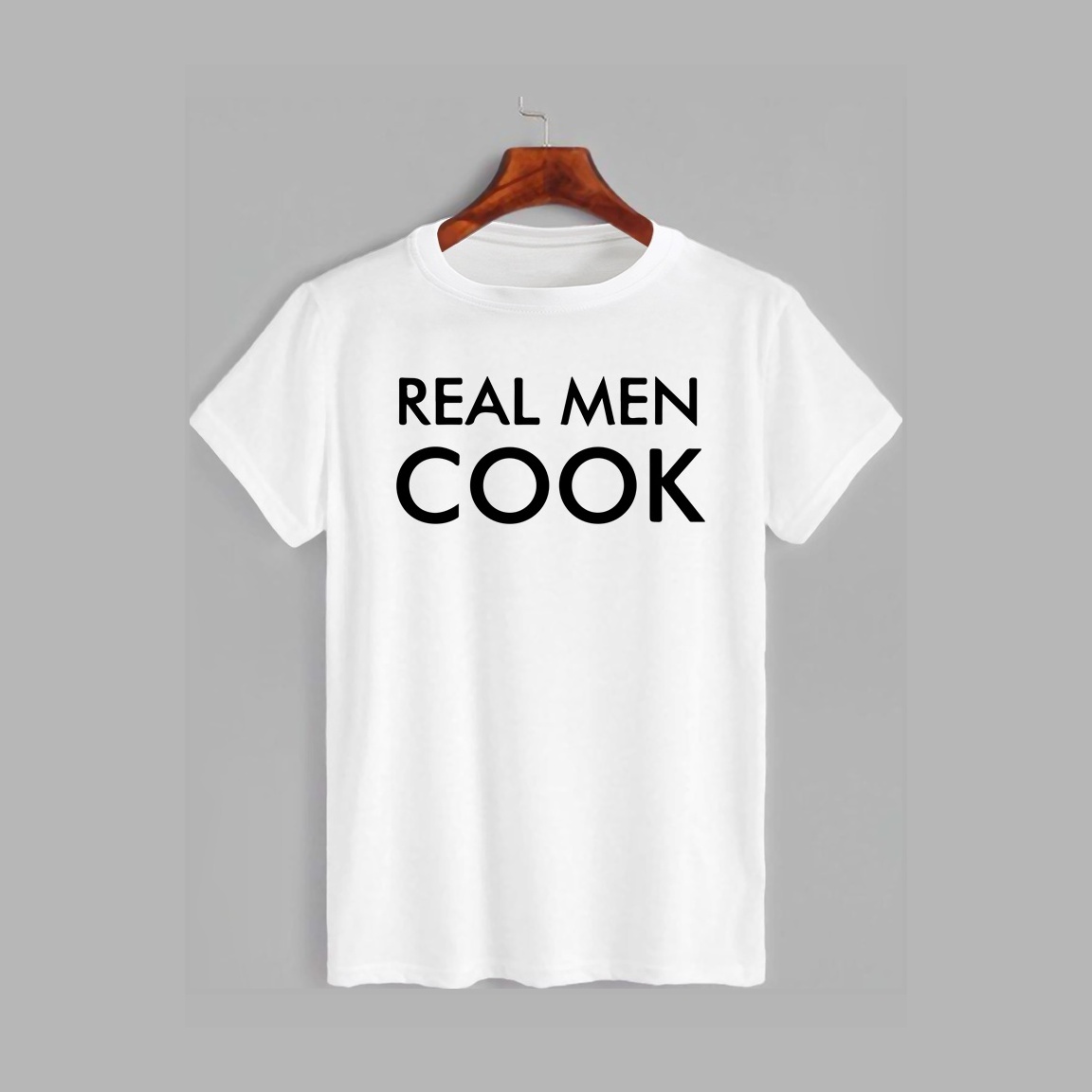 Акция на Футболка Likey Real men cook M150-0510 XXL Біла от Rozetka