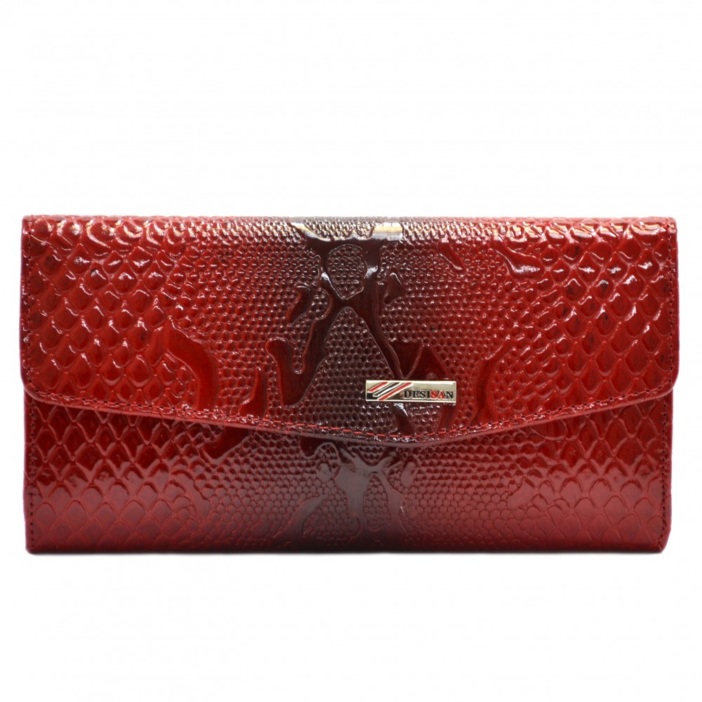 

Кошелек женский кожаный Desisan 113-500 красный узор