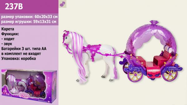 

Карета для кукол со звуковыми эффектами, лошадка ходит AToys (237B)