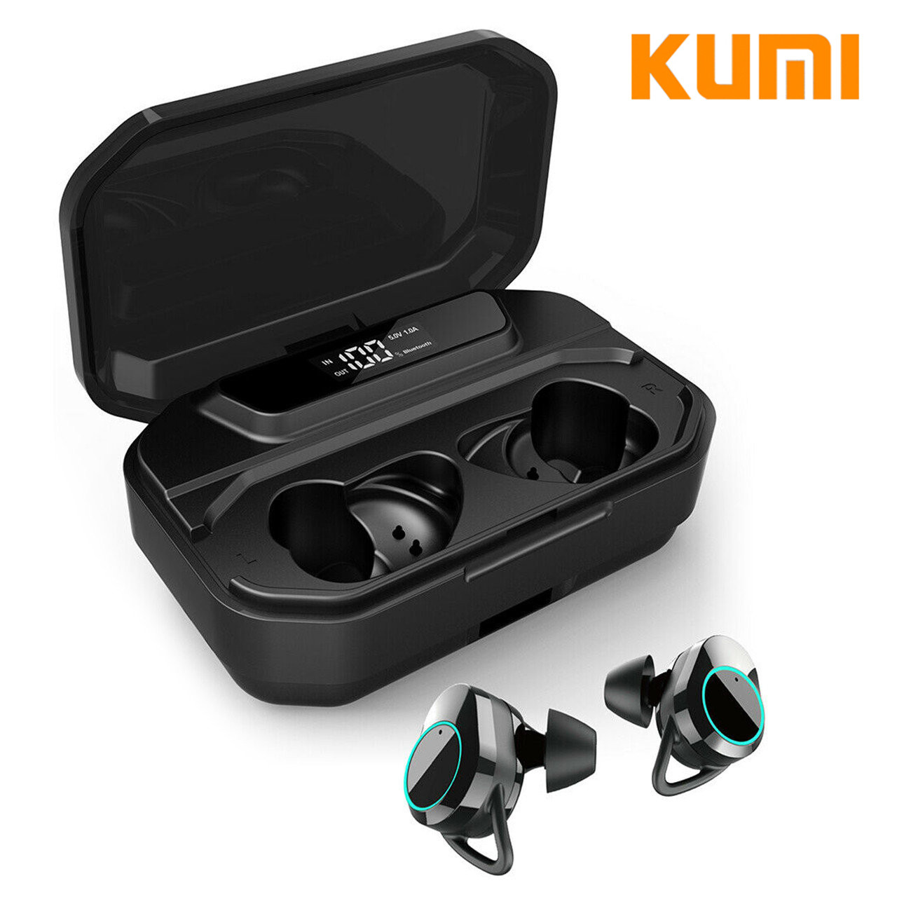 

Беспроводная Bluetooth гарнитура KUMI T3S Black с зарядным устройством Блютуз 5.0 наушники 3300mAh (F_3564-9947)