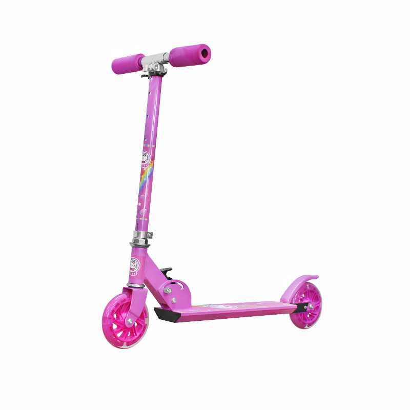 

Двухколёсный самокат Scooter 999 Pink детский для девочек складной с ручным тормозом (F_7344-26553)