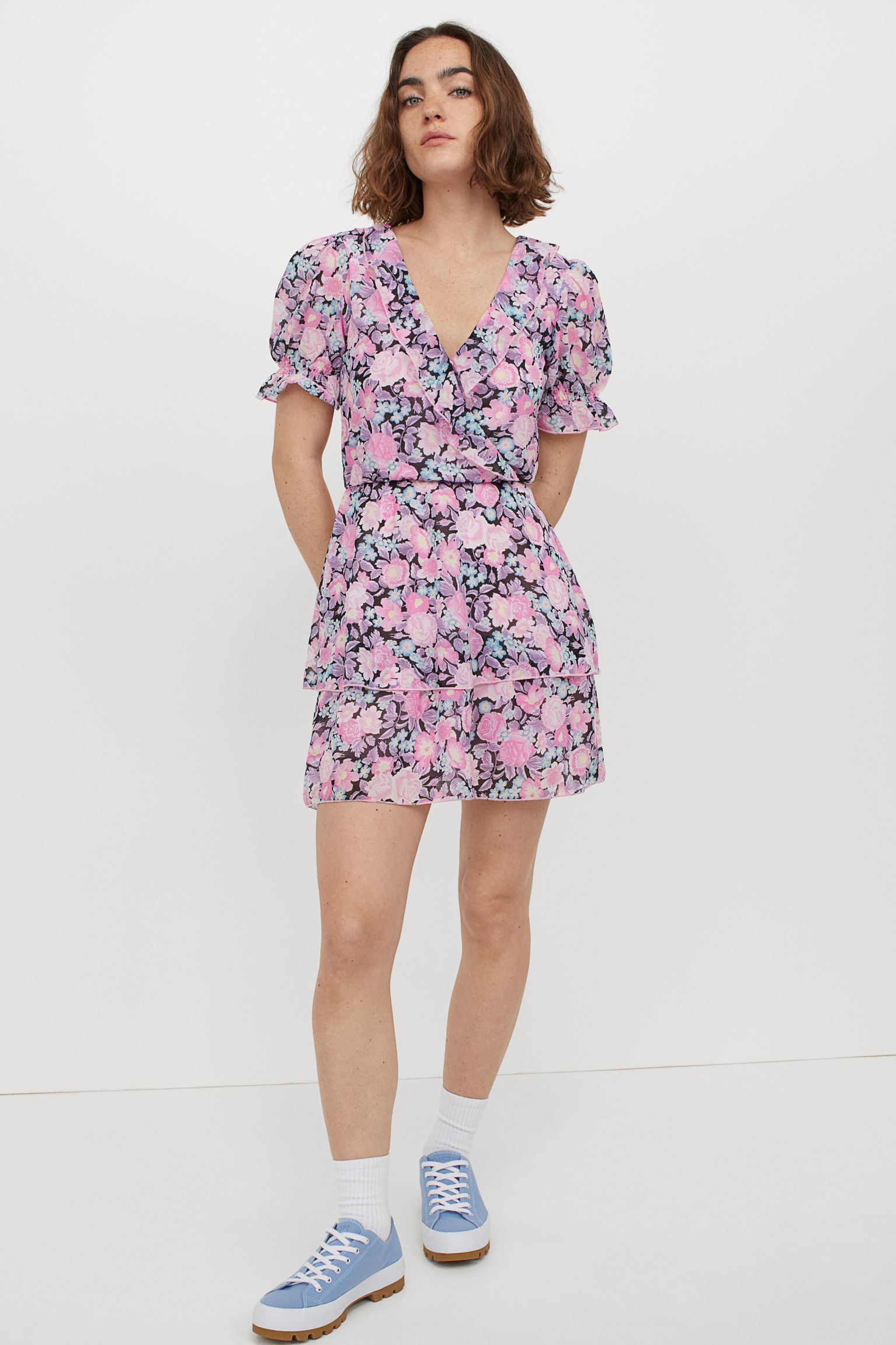 

Платье H&M  розовый цветы 12078558341, Платье H&M 34 розовый цветы 12078558341
