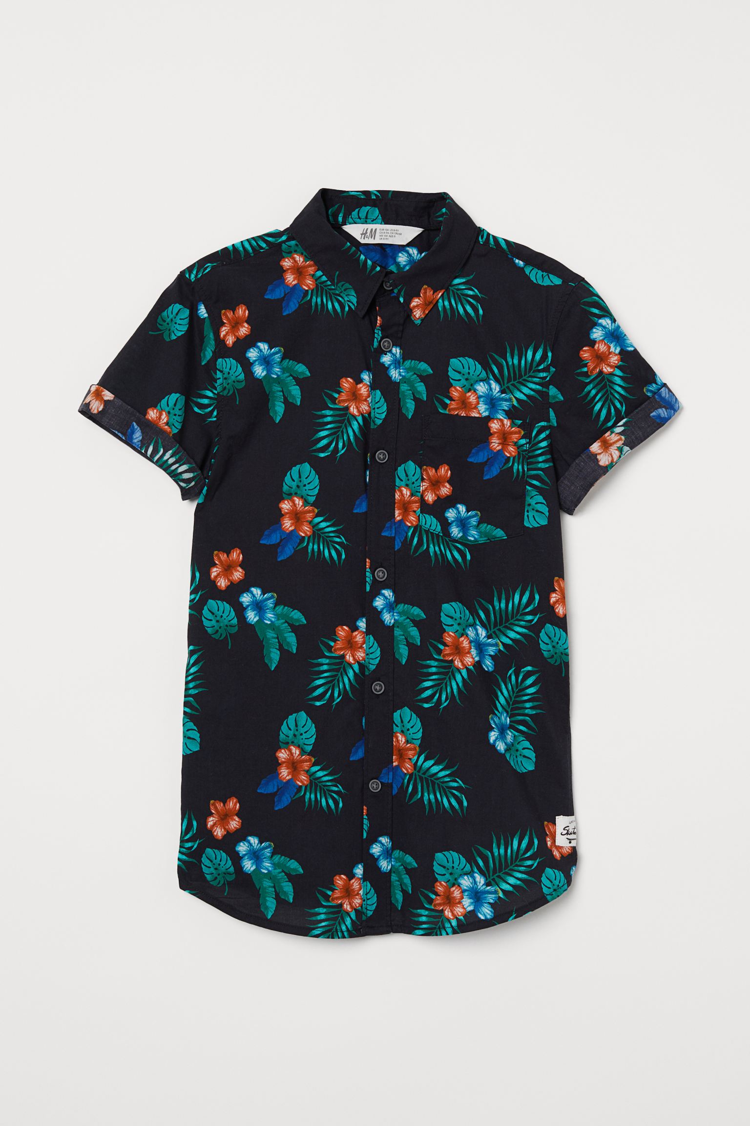 

Рубашка H&M 146см черный цветы 15077178101