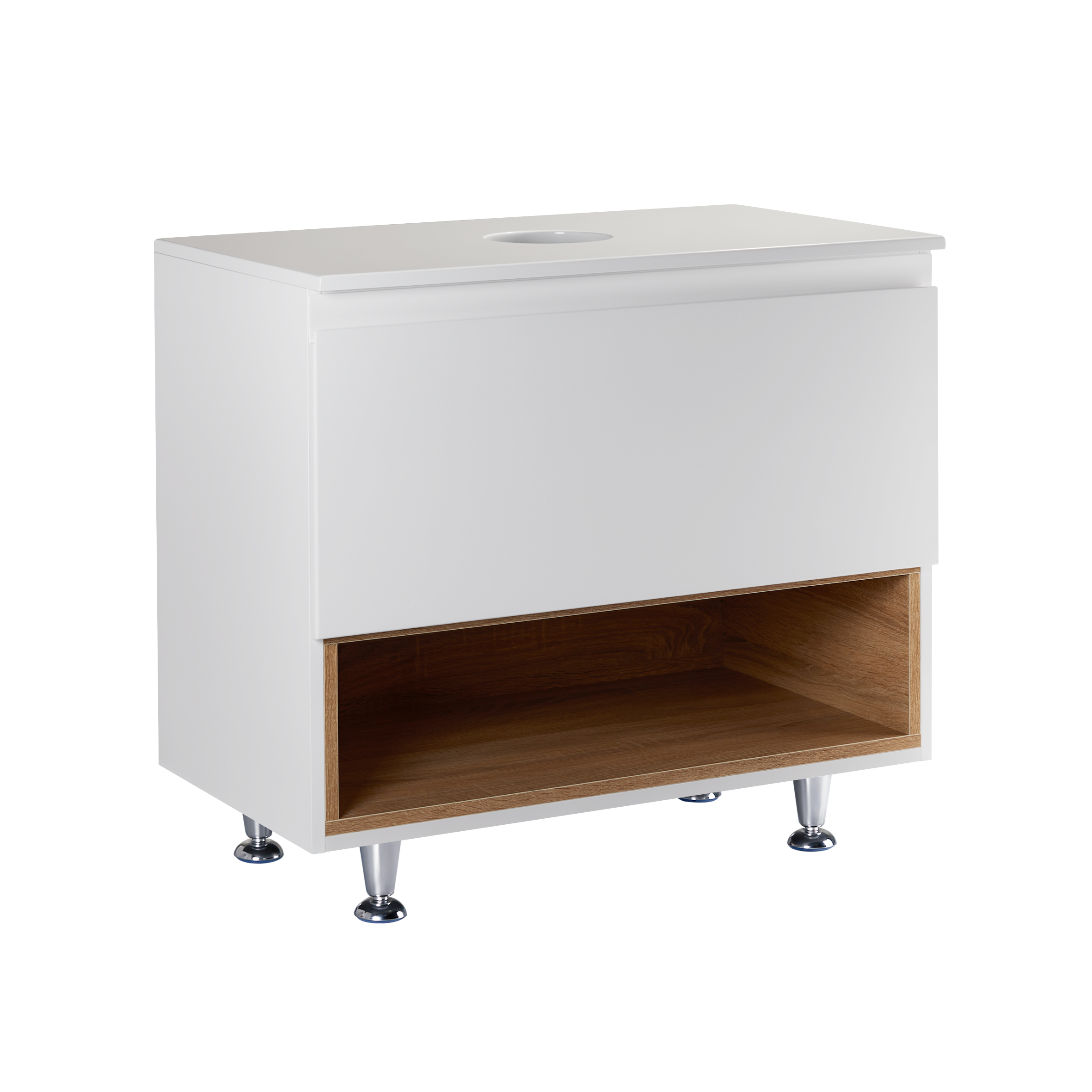

Тумба напольная Qtap Robin 800х616х437 White/Whitish oak со столешницей QT1380TNН8001WWO
