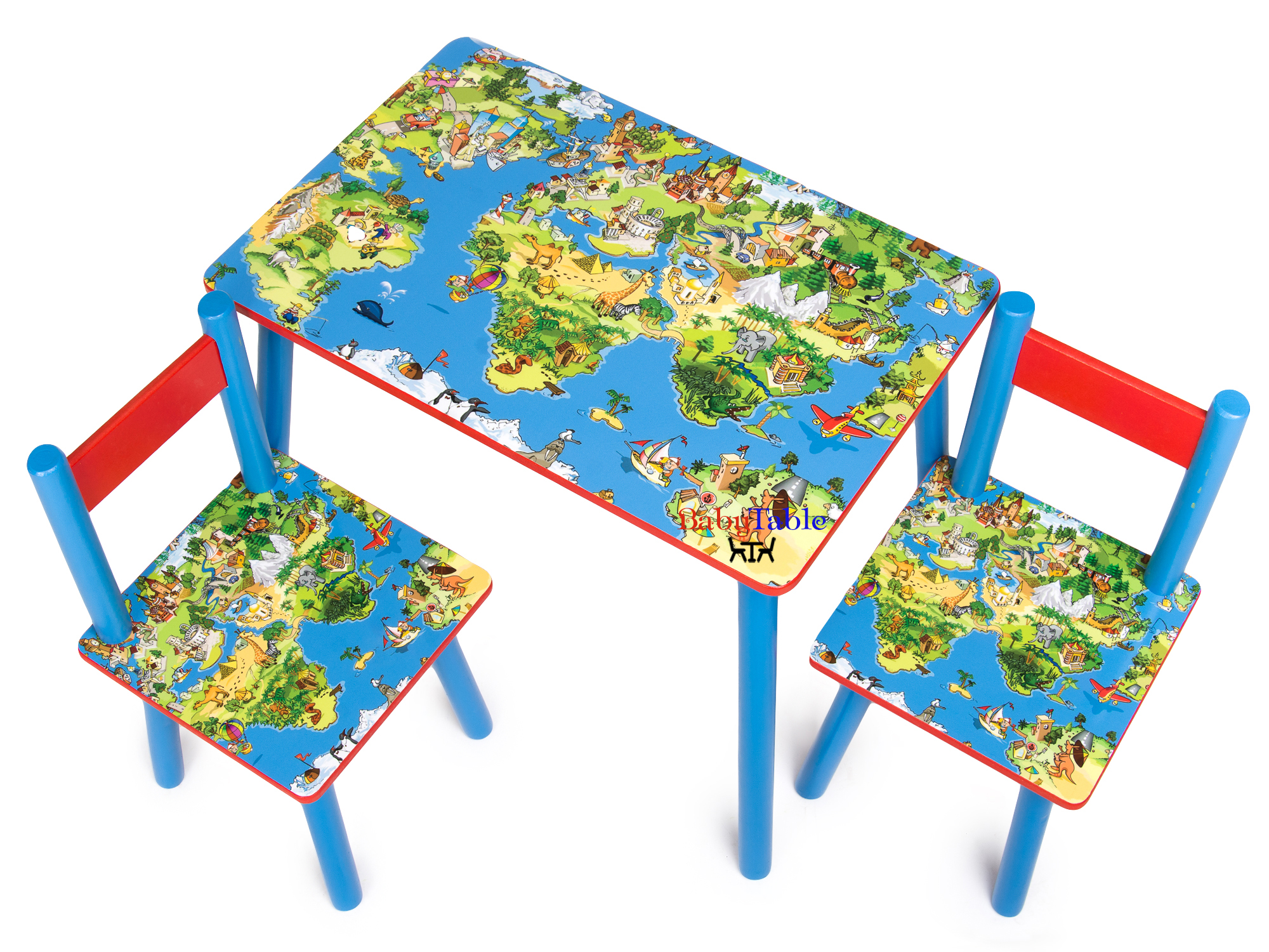 

Детский столик BabyTable Карта мира с 2 стульчиками А