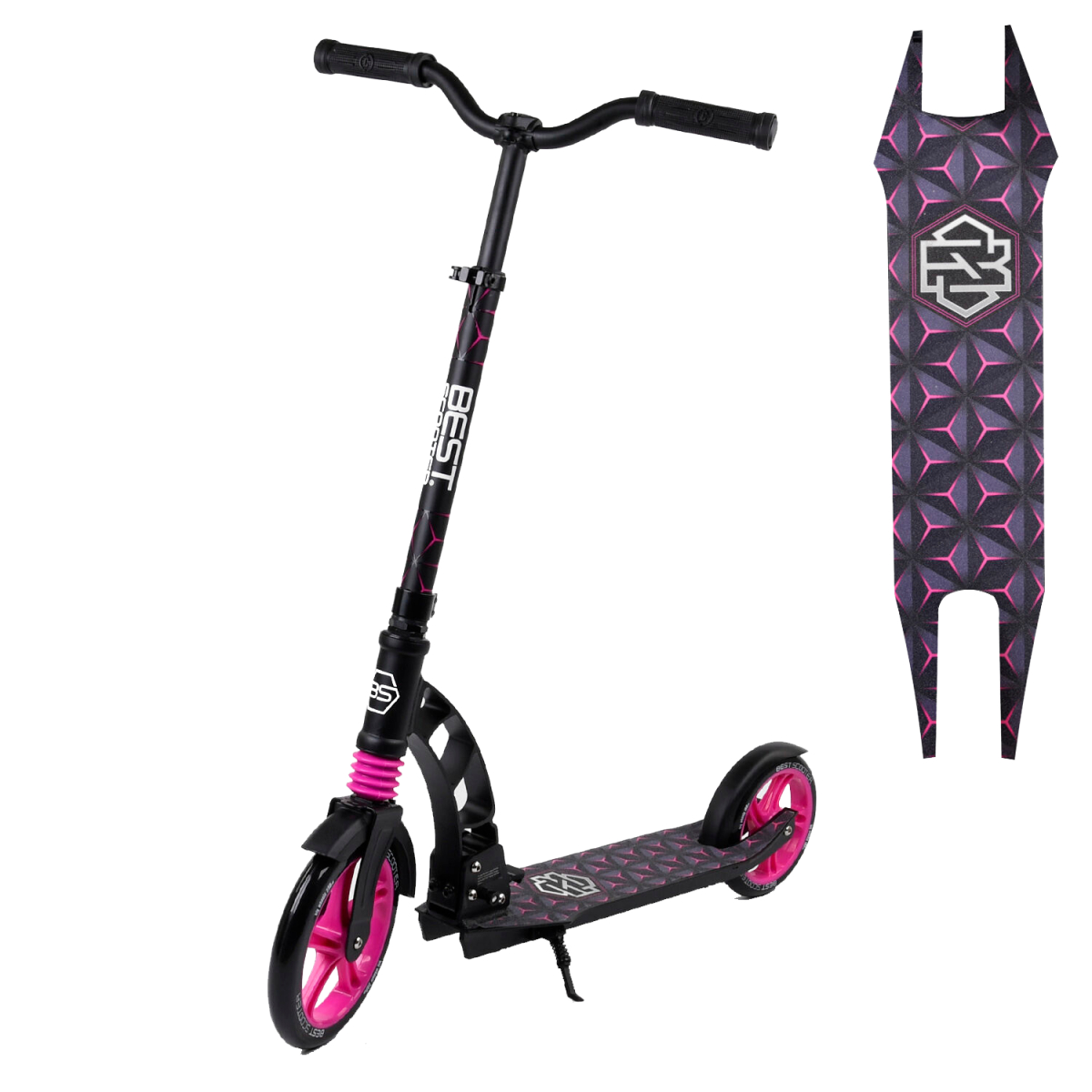 

Самокат двухколесный складной Best Scooter 69636 Черный с розовым