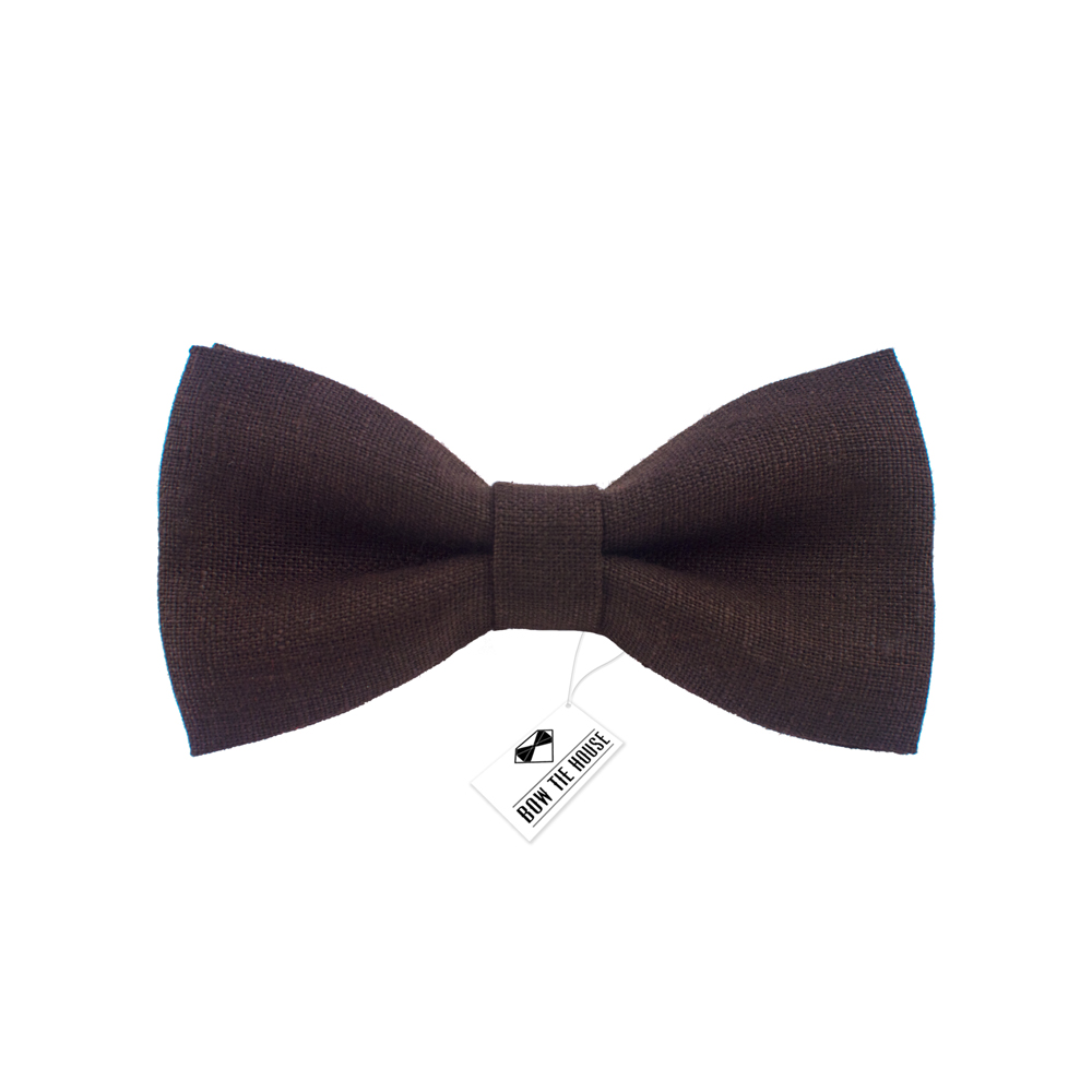 

Бабочка Bow Tie House маленькая темно-коричневая льняная 08306S