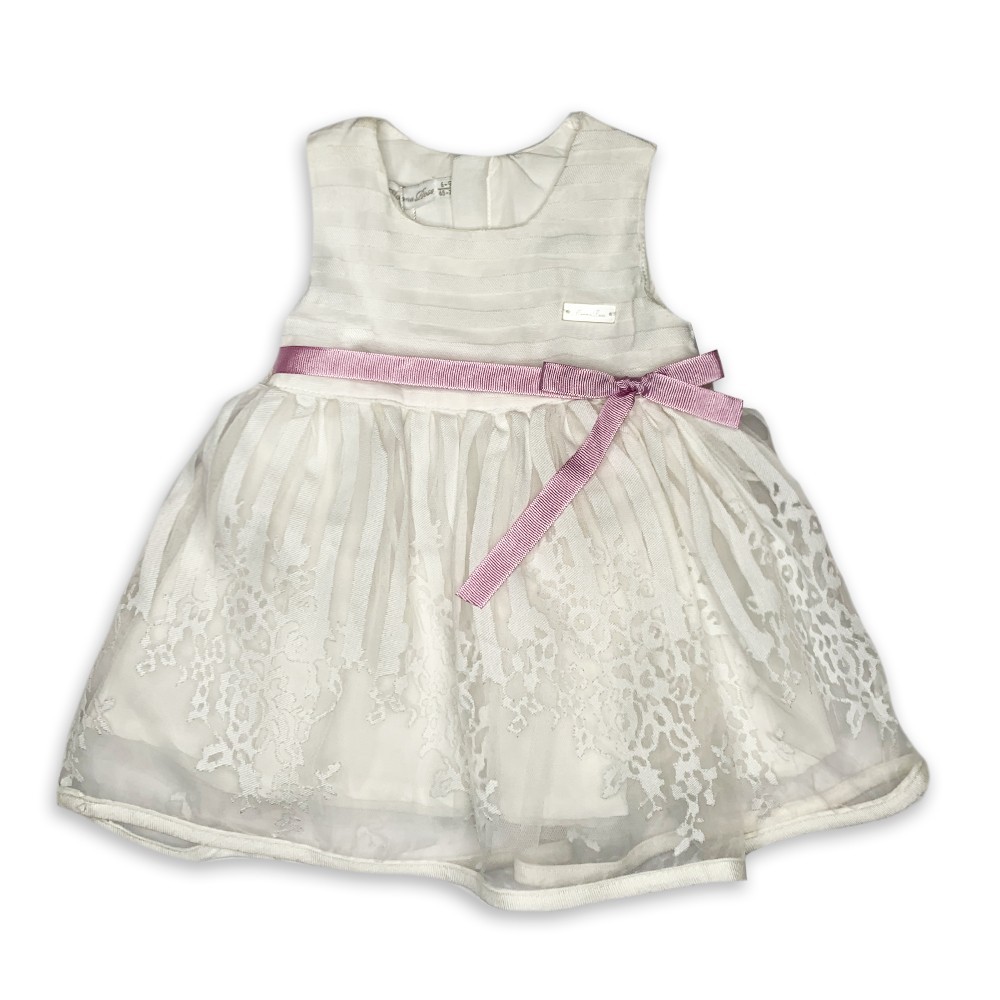 

Платье Monna Rosa Milano для девочек с розовым поясом 92 Белое