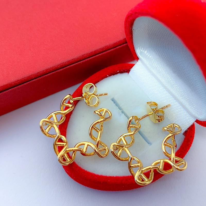 

Серьги Спираль ДНК колечки (медицинское золото)