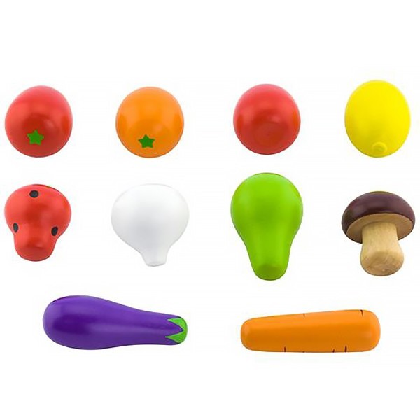 

Игрушечные продукты Viga Toys Деревянные овощи и фрукты разноцветные